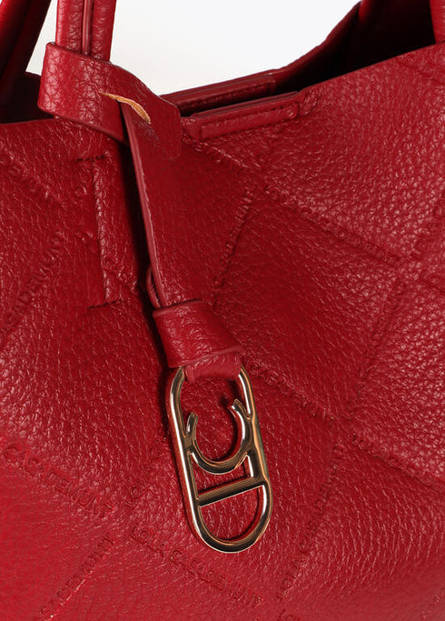 Shopper efecto piel monograma rombos logo ovalado colgante LOLA CASADEMUNT ROJO LF2504050.030.U