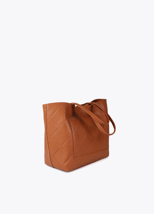 Shopper efecto piel monograma rombos logo ovalado colgante LOLA CASADEMUNT MARRON LF2504050.057.U