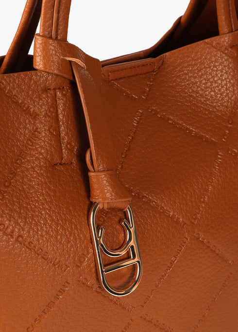 Shopper efecto piel monograma rombos logo ovalado colgante LOLA CASADEMUNT MARRON LF2504050.057.U