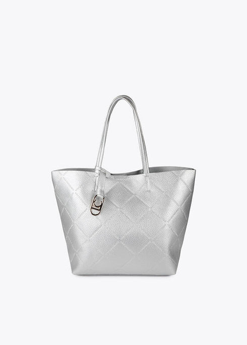 Shopper efecto piel monograma rombos logo ovalado colgante PLATEADO LF2504050.0M3.U LOLA CASADEMUNT