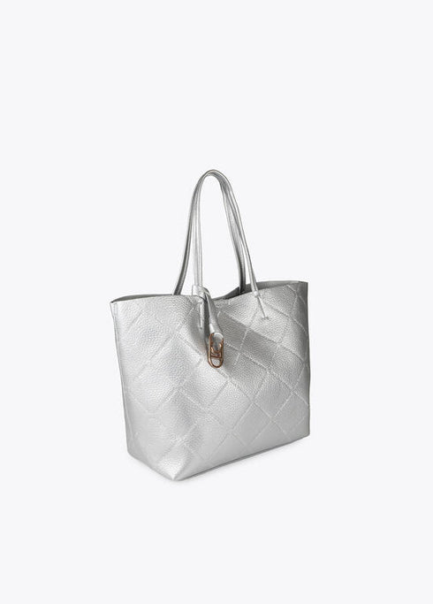 Shopper efecto piel monograma rombos logo ovalado colgante PLATEADO LF2504050.0M3.U LOLA CASADEMUNT
