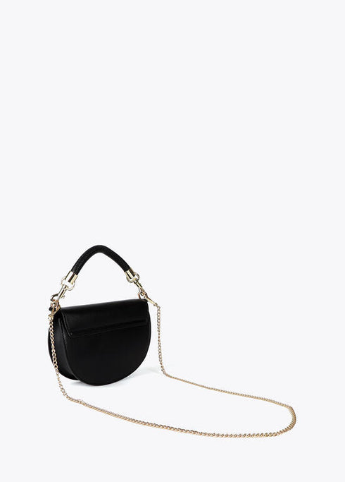 Bandolera media luna con solapa, asa corta trenzada y detalles metalicos NEGRO LF2504054.00N.U LOLA CASADEMUNT