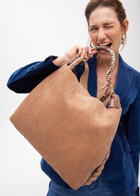 Bolso shopper asa metalizada personalizada LOLA CASADEMUNT BEIGE LF2504056.050.U