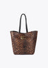 Bolso shopper animal print con logo LC leopardo LOLA CASADEMUNT MARRON-NEGRO LF2504061.25N.U