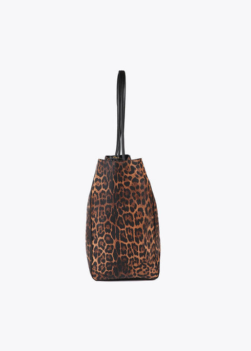 Bolso shopper animal print con logo LC leopardo LOLA CASADEMUNT MARRON-NEGRO LF2504061.25N.U