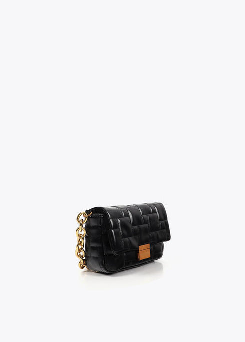 Bandolera acolchada a cuadritos con cierre autom√°tico personalizado NEGRO U LF2504072.00N.U LOLA CASADEMUNT