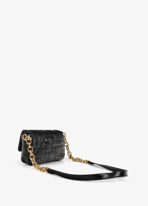 Bandolera acolchada a cuadritos con cierre autom√°tico personalizado NEGRO U LF2504072.00N.U LOLA CASADEMUNT