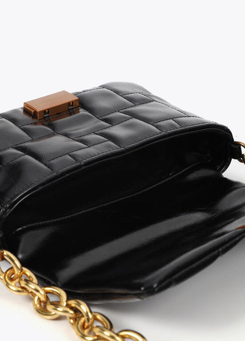 Bandolera acolchada a cuadritos con cierre autom√°tico personalizado NEGRO U LF2504072.00N.U LOLA CASADEMUNT