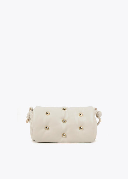 Bandolera acolchada efecto piel con tachas redondas LOLA CASADEMUNT XL CRUDO LF2504074.001.U