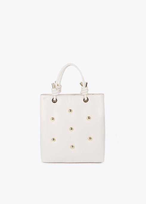 Bolso acolchado efecto piel con tachas redondas XL LOLA CASADEMUNT CRUDO LF2504075.001.U