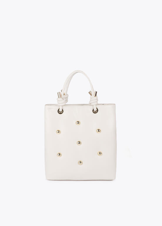 Bolso acolchado efecto piel con tachas redondas XL LOLA CASADEMUNT CRUDO LF2504075.001.U