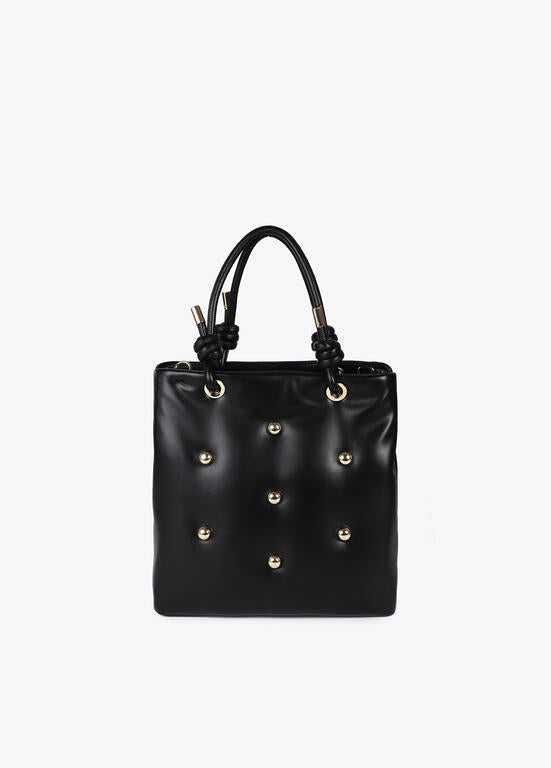 Bolso acolchado efecto piel con tachas redondas XL LOLA CASADEMUNT NEGRO LF2504075.00N.U
