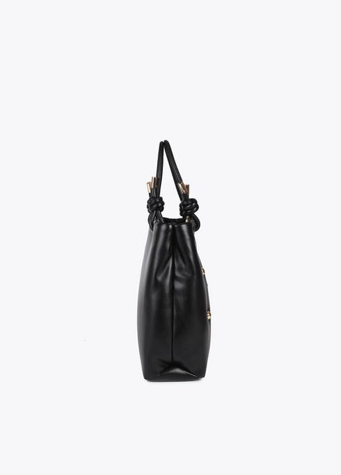 Bolso acolchado efecto piel con tachas redondas XL LOLA CASADEMUNT NEGRO LF2504075.00N.U