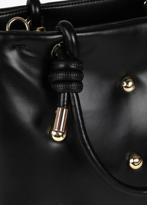 Bolso acolchado efecto piel con tachas redondas XL LOLA CASADEMUNT NEGRO LF2504075.00N.U