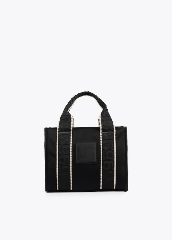 Mini shopper en tejido tipo neopreno con logo de silicona al tono NEGRO LF2504077.00N.U LOLA CASADEMUNT