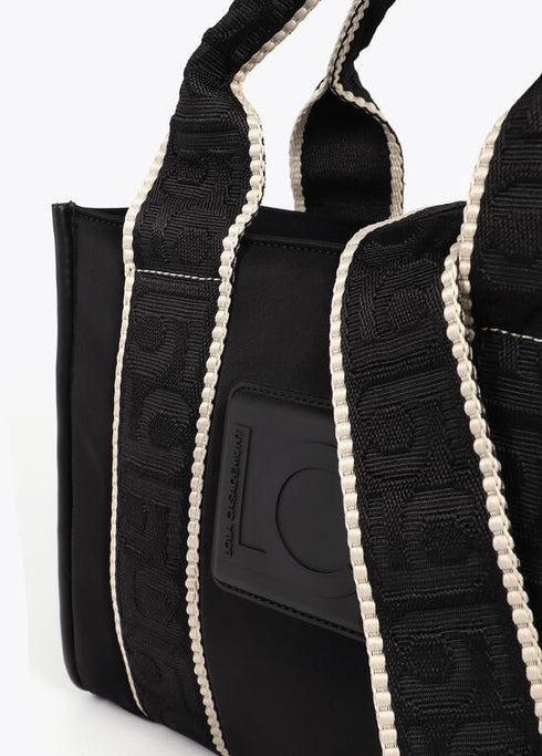 Mini shopper en tejido tipo neopreno con logo de silicona al tono NEGRO LF2504077.00N.U LOLA CASADEMUNT