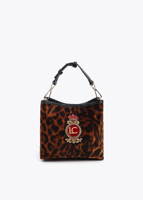 Bolsito tejido animal print parche escudo MARRON-NEGRO U LF2504079.25N.U LOLA CASADEMUNT