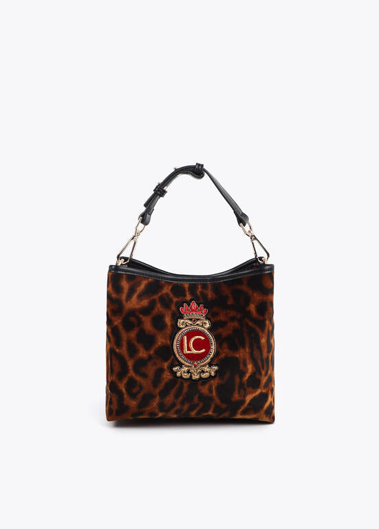 Bolsito tejido animal print parche escudo MARRON-NEGRO U LF2504079.25N.U LOLA CASADEMUNT