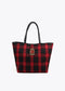 Bolso shopper cuadros con parche escudo LOLA CASADEMUNT ROJO-NEGRO LF2504080.23N.U