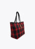 Bolso shopper cuadros con parche escudo LOLA CASADEMUNT ROJO-NEGRO LF2504080.23N.U