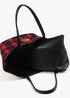 Bolso shopper cuadros con parche escudo LOLA CASADEMUNT ROJO-NEGRO LF2504080.23N.U