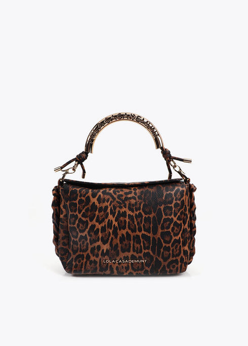 Bandolera asa metalizada personalizada animal print LOLA CASADEMUNT MARRON-NEGRO LF2504085.25N.U