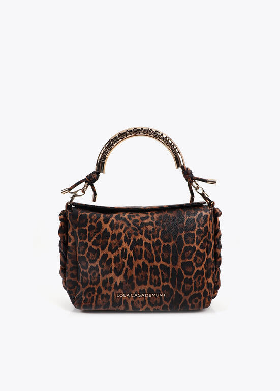 Bandolera asa metalizada personalizada animal print LOLA CASADEMUNT MARRON-NEGRO LF2504085.25N.U