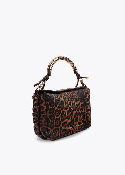 Bandolera asa metalizada personalizada animal print LOLA CASADEMUNT MARRON-NEGRO LF2504085.25N.U