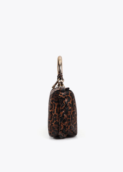Bandolera asa metalizada personalizada animal print LOLA CASADEMUNT MARRON-NEGRO LF2504085.25N.U