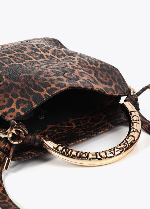 Bandolera asa metalizada personalizada animal print LOLA CASADEMUNT MARRON-NEGRO LF2504085.25N.U