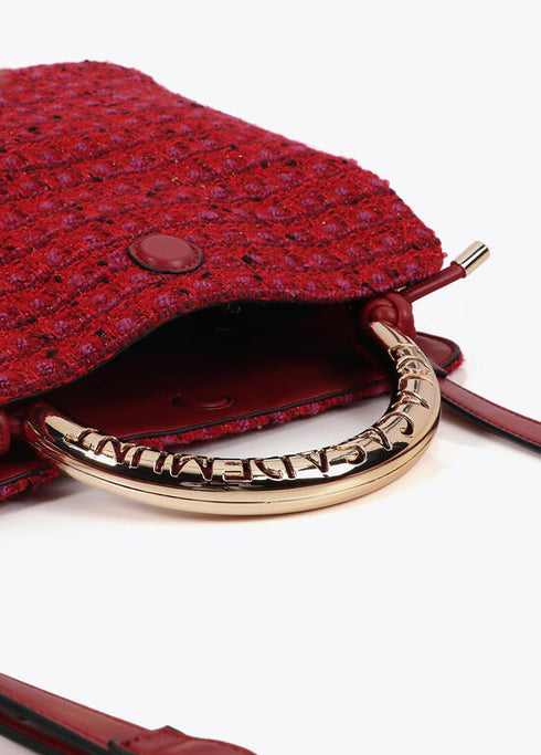 Bandolera asa metalizada personalizada tejido tweed LOLA CASADEMUNT ROJO LF2504086.030.U