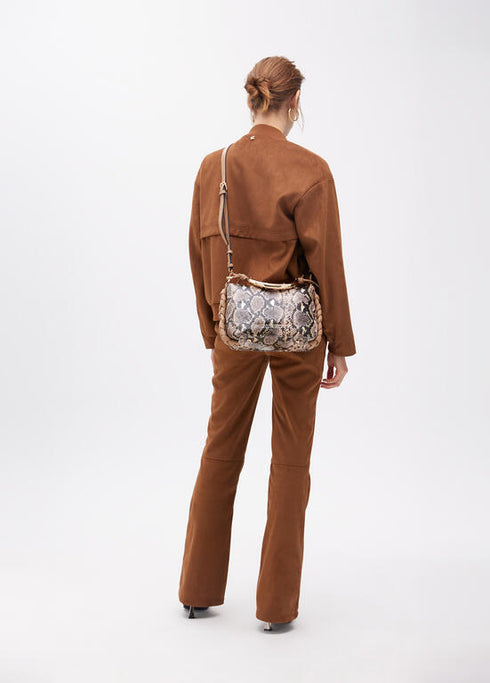 Bandolera asa metalizada personalizada efecto piton MARRON-CRUDO LF2504087.250.U LOLA CASADEMUNT