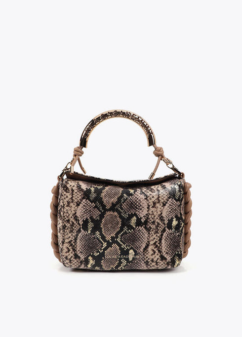 Bandolera asa metalizada personalizada efecto piton MARRON-CRUDO LF2504087.250.U LOLA CASADEMUNT