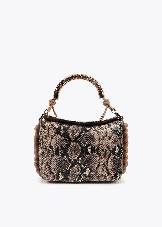 Bandolera asa metalizada personalizada efecto piton MARRON-CRUDO LF2504087.250.U LOLA CASADEMUNT