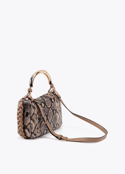 Bandolera asa metalizada personalizada efecto piton MARRON-CRUDO LF2504087.250.U LOLA CASADEMUNT