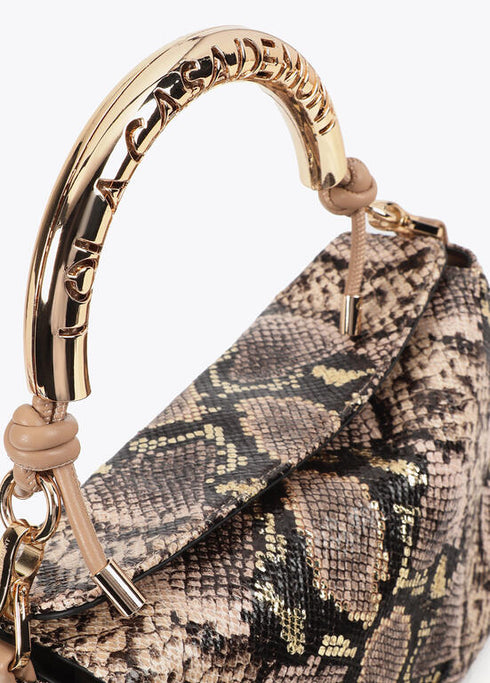 Bandolera asa metalizada personalizada efecto piton MARRON-CRUDO LF2504087.250.U LOLA CASADEMUNT
