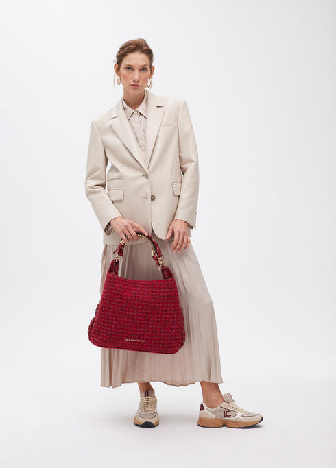 Bolso shopper asa metalizada personalizada tejido tweed LOLA CASADEMUINT ROJO LF2504088.030.U