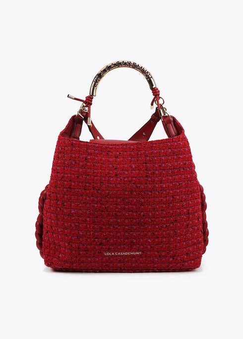 Bolso shopper asa metalizada personalizada tejido tweed LOLA CASADEMUINT ROJO LF2504088.030.U