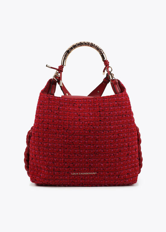Bolso shopper asa metalizada personalizada tejido tweed LOLA CASADEMUINT ROJO LF2504088.030.U