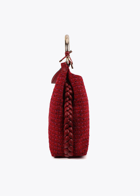 Bolso shopper asa metalizada personalizada tejido tweed LOLA CASADEMUINT ROJO LF2504088.030.U