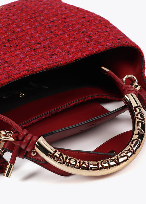 Bolso shopper asa metalizada personalizada tejido tweed LOLA CASADEMUINT ROJO LF2504088.030.U