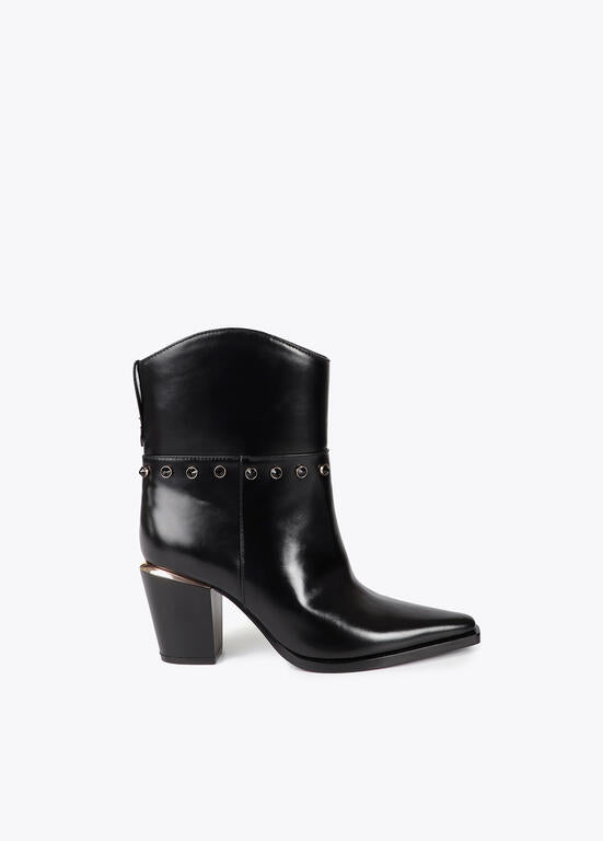 Botín de tacón tipo cowboy con detalles metalizados LOLA CASADEMUNT NEGRO LF2505024.00N