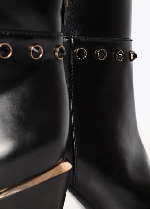 Botín de tacón tipo cowboy con detalles metalizados LOLA CASADEMUNT NEGRO LF2505024.00N