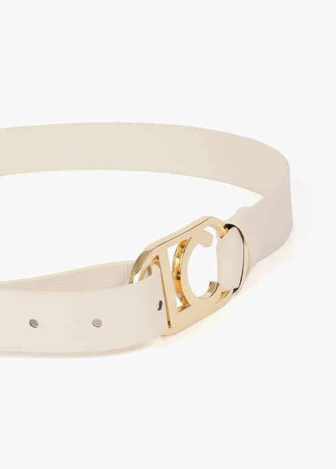 Cinturon estrecho nudo logo ovalado LOLA CASADEMUNT CRUDO LF2506004.001