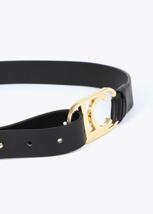 Cinturon estrecho nudo logo ovalado LOLA CASADEMUNT NEGRO LF2506004.00N