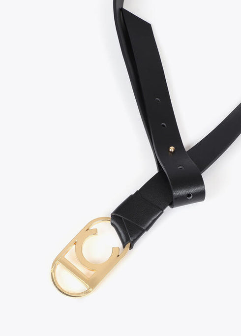 Cinturon estrecho nudo logo ovalado LOLA CASADEMUNT NEGRO LF2506004.00N