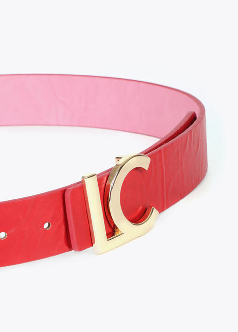 Cinturon reversible hebilla LC LOLA CASADEMUNT ROJO-ROSA LF2506006.232