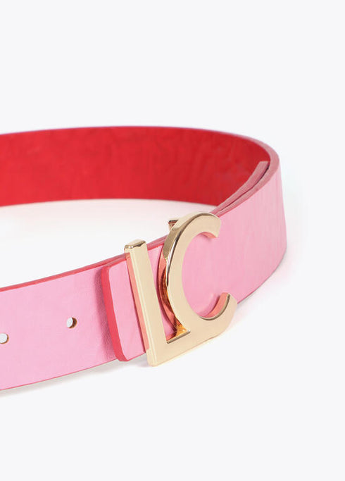 Cinturon reversible hebilla LC LOLA CASADEMUNT ROJO-ROSA LF2506006.232