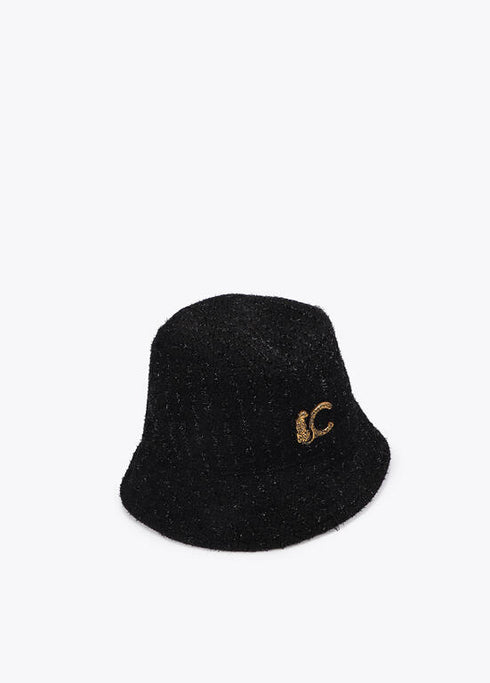 Sombrero tipo bucket tweed logo LC leopardo LOLA CASADEMUNT NEGRO LF2507003.00N.U