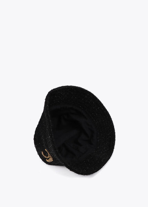Sombrero tipo bucket tweed logo LC leopardo LOLA CASADEMUNT NEGRO LF2507003.00N.U